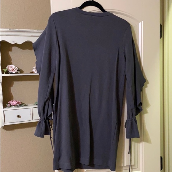 Zara gray cotton long sleeve shift dress - Picture 2 of 2